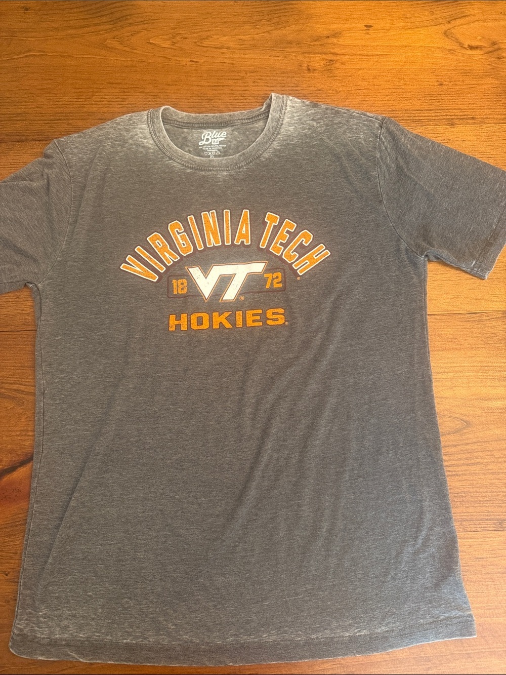 Blue 84 Virginia Tech Gray Tee with Orange Logo